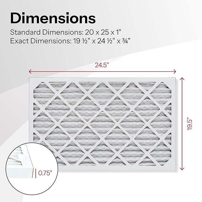 20x25x1 Air Filter by AIRx Filters MERV 11 Pleated Furnace Filter HVAC AC (6 Pack)