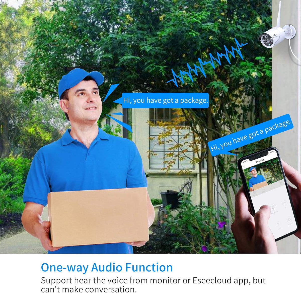 hiseeu camera add on 2 pack 5mp outdoor, close-up detail