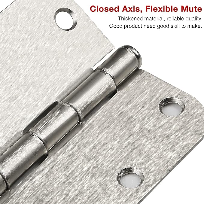 30 Pack Satin Nickle Door Hinges Brushed 3.5 Inch Interior Rounded 5/8" Radius