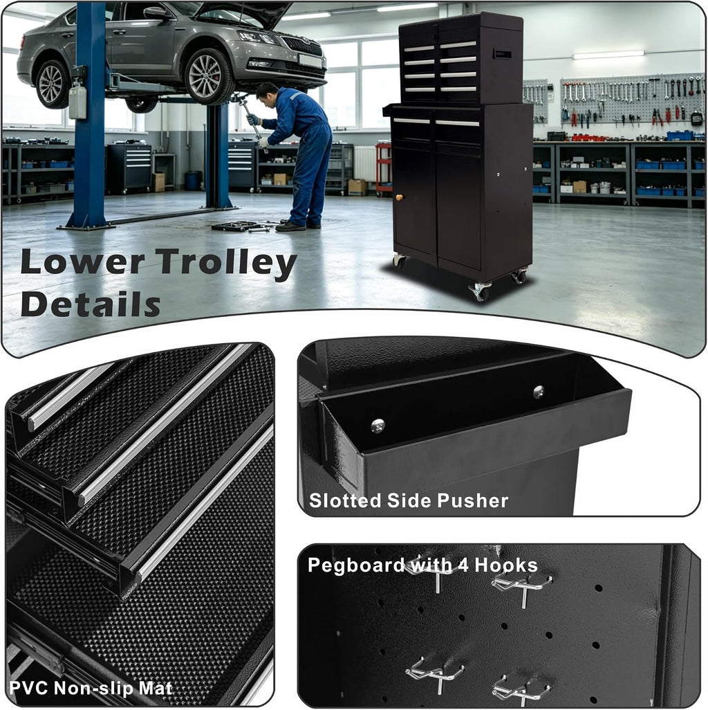 5-Drawer Rolling Tool Chest with Lock, 2-in-1 Detachable Metal