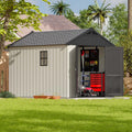 Patiowell 8x10 FT Resin Outdoor Storage Shed with Floor, Beige