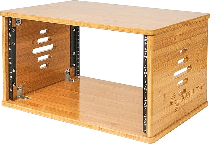 Sound Town DIY 6U Solid Carbonized Bamboo Studio Equipment Rack w/ 14.2" Depth