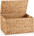 Wonderjune 36 x 20 x 18.5 Inch Water Hyacinth Wicker Storage Trunk
