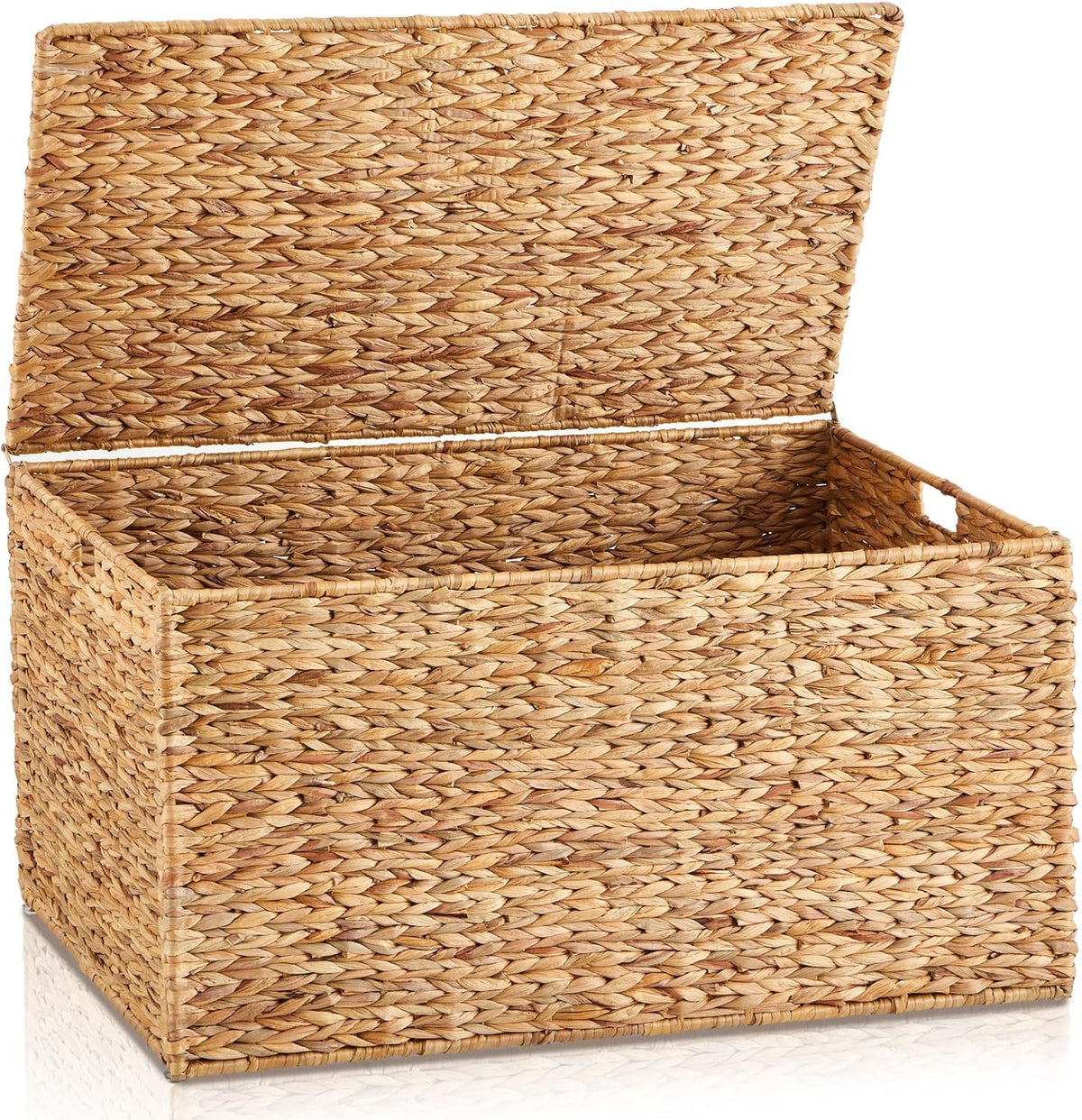 Wonderjune 36 x 20 x 18.5 Inch Water Hyacinth Wicker Storage Trunk