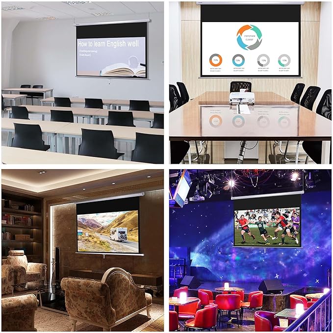 Instahibit 72" 16:9 Manual Pull Down Projector Screen 4K Self-Locking Home
