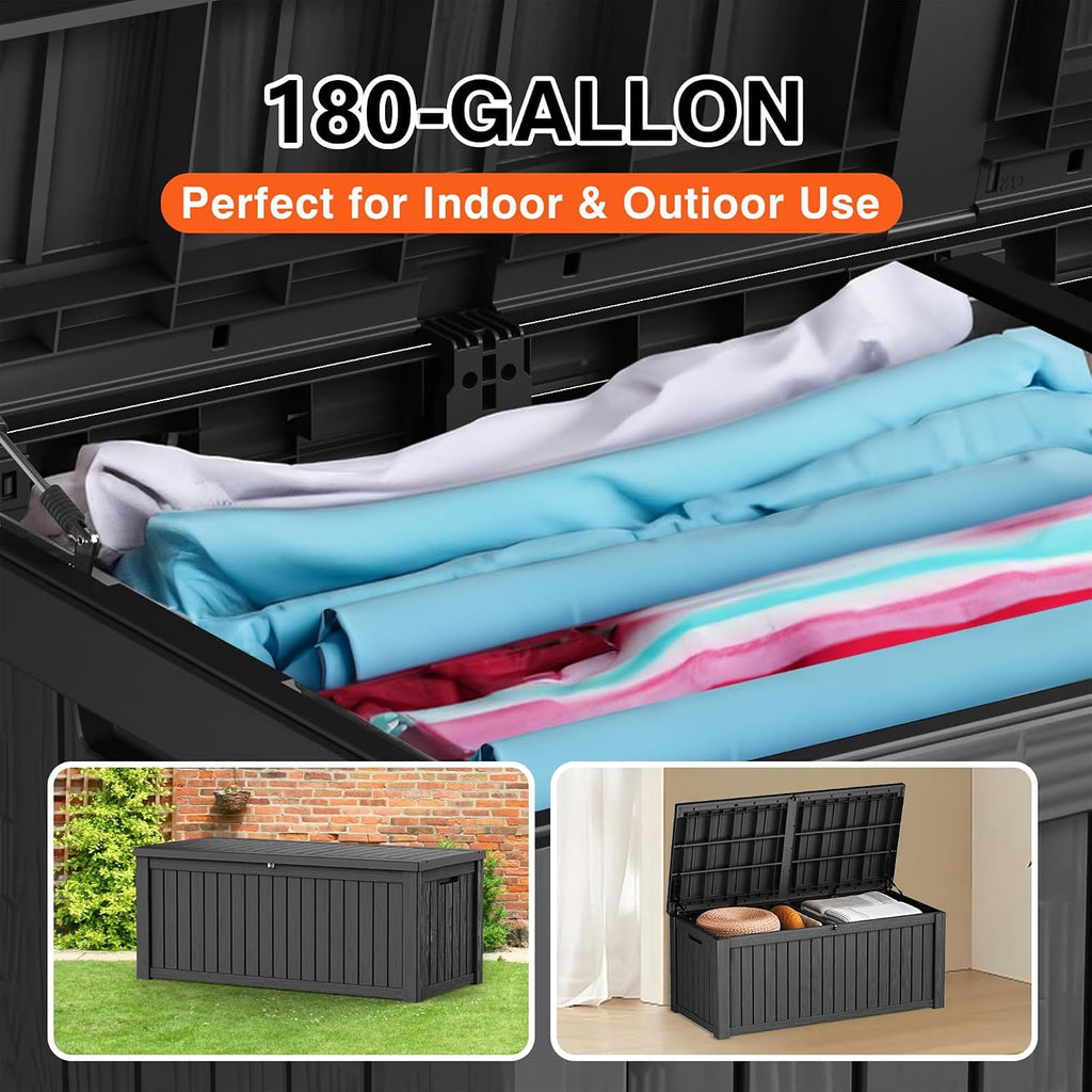 easyup 180 gal deck box waterproof outdoor storage on a desk or shelf