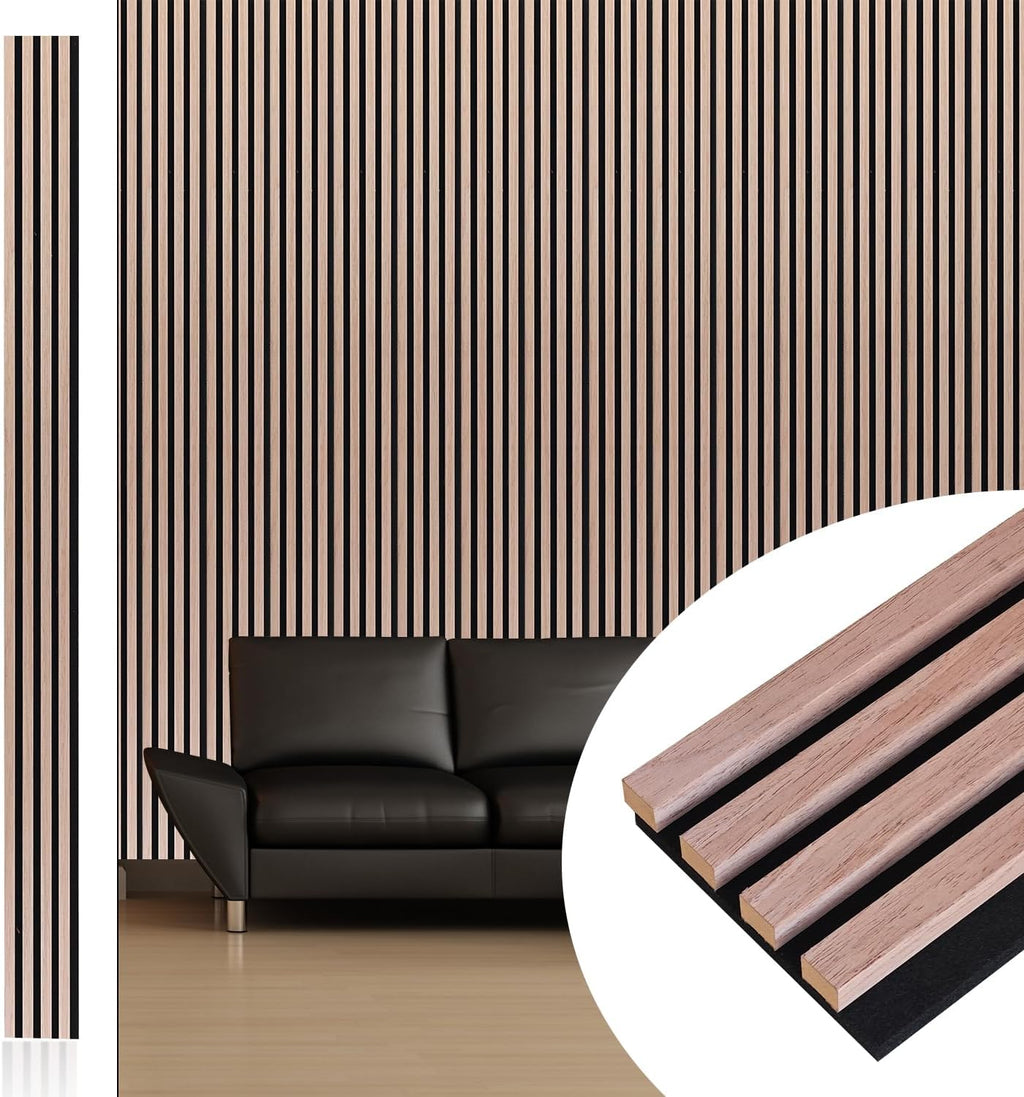 NeatiEase Wood Wall Panels, 9 Feet Acoustic Slat Wall Panels (6-Piece)