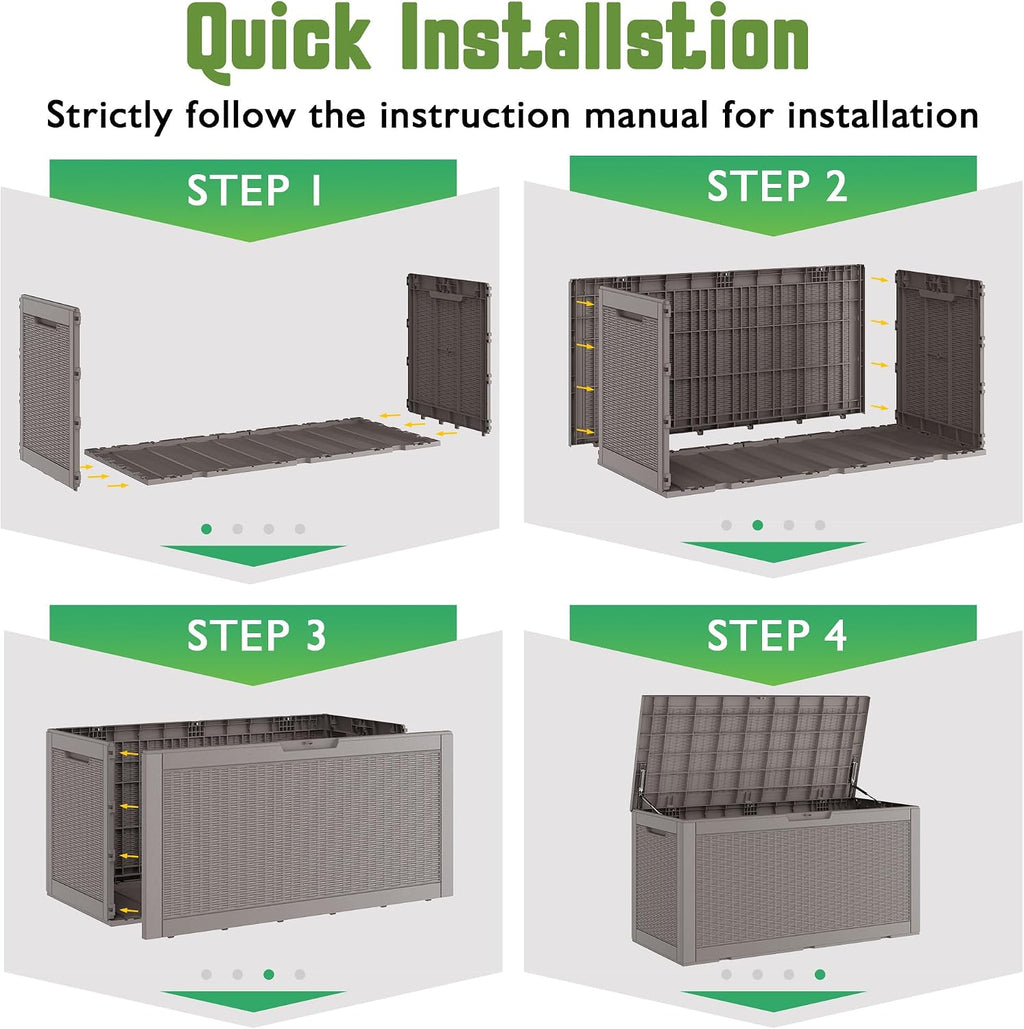 outdoor storage waterproof deck box for patio (100, side view