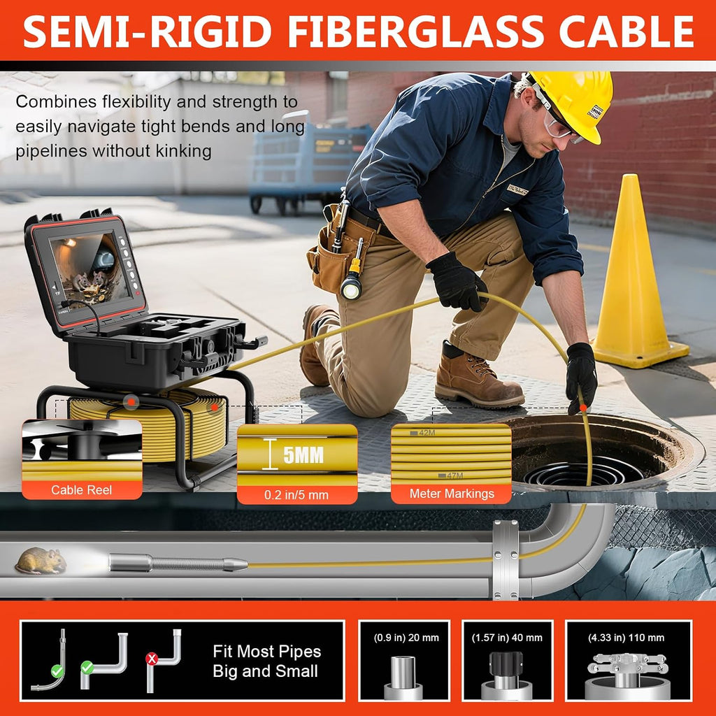 sewer camera, 100ft self-leveling drain camera with 512hz, package contents