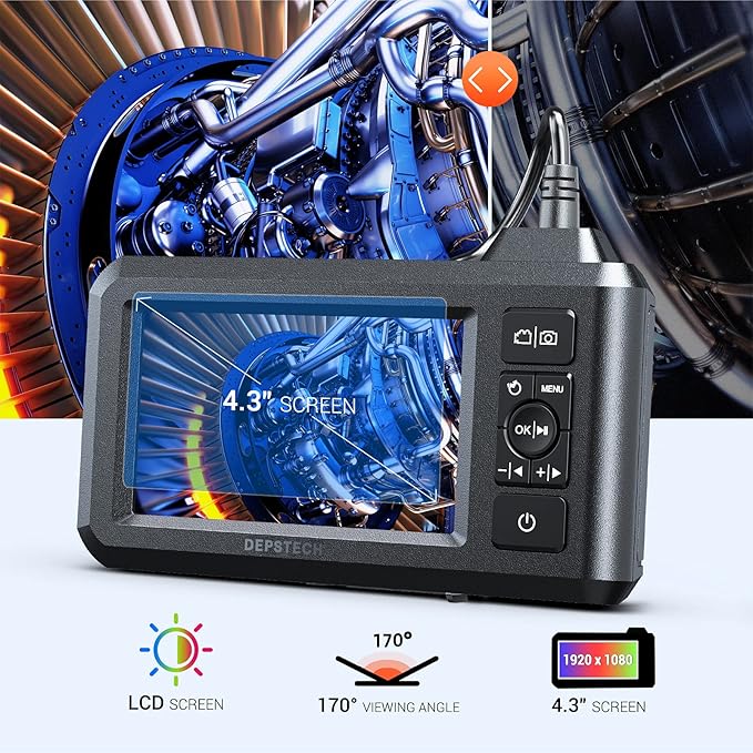 DEPSTECH Dual Lens Industrial Endoscope, 1080P Digital Borescope Inspection