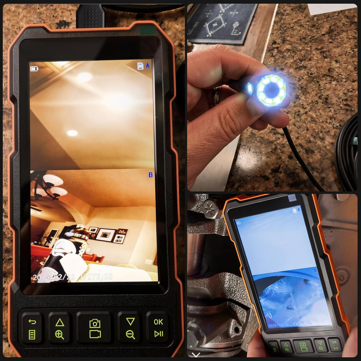 epicmate 50ft triple lens inspection camera,5”ips screen endoscope, package contents