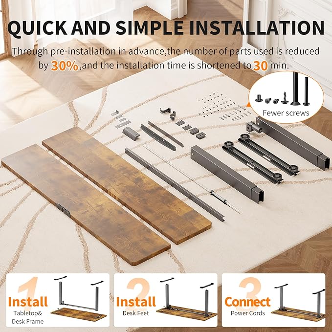 Veken 55 Inch Large Electric Standing Desk, Heights Adjustable, Sit to Stand Up