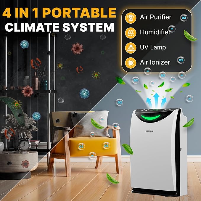 Econika Air Purifier and Humidifier Combo – HEPA Air Purifier