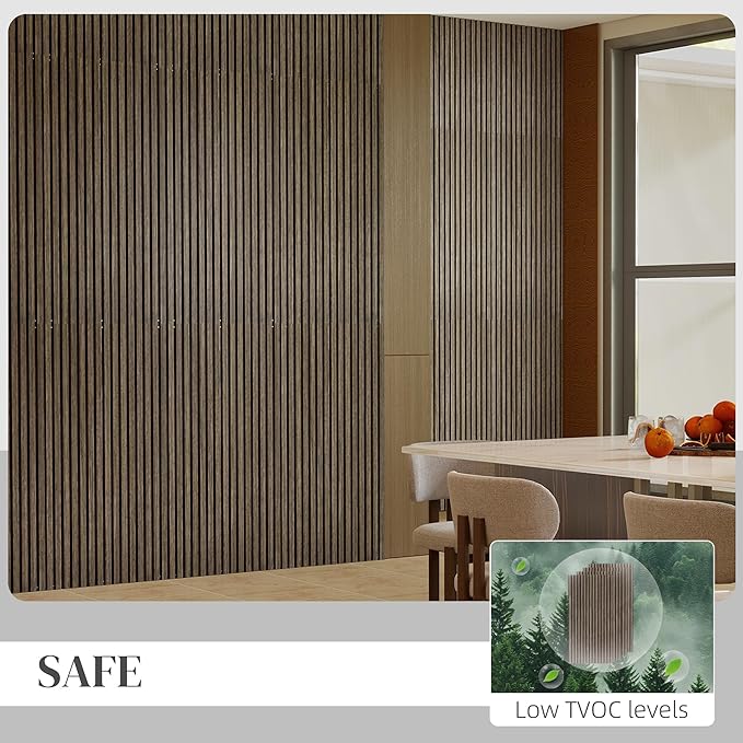 HOMCOM 4 Pack 3D Acoustic Panels, Wood Slat Wall Paneling