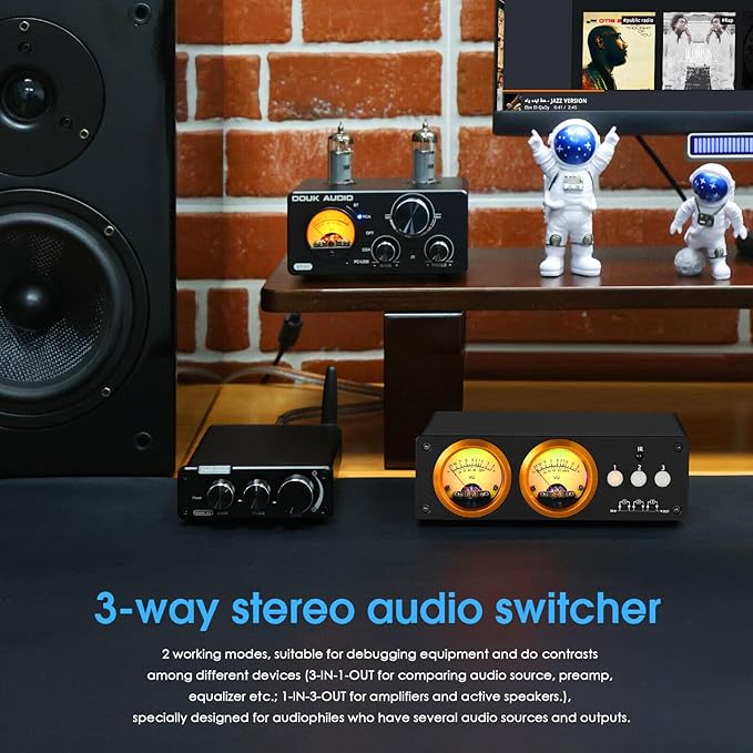 Douk Audio L3 RCA Audio Switch 1 in 3 Out & 3 in 1 Out, 3 Channel Switcher