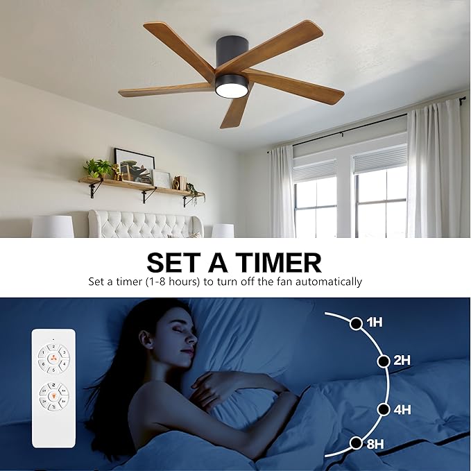 WINGBO 48 Inch Flush Mount DC Ceiling Fan