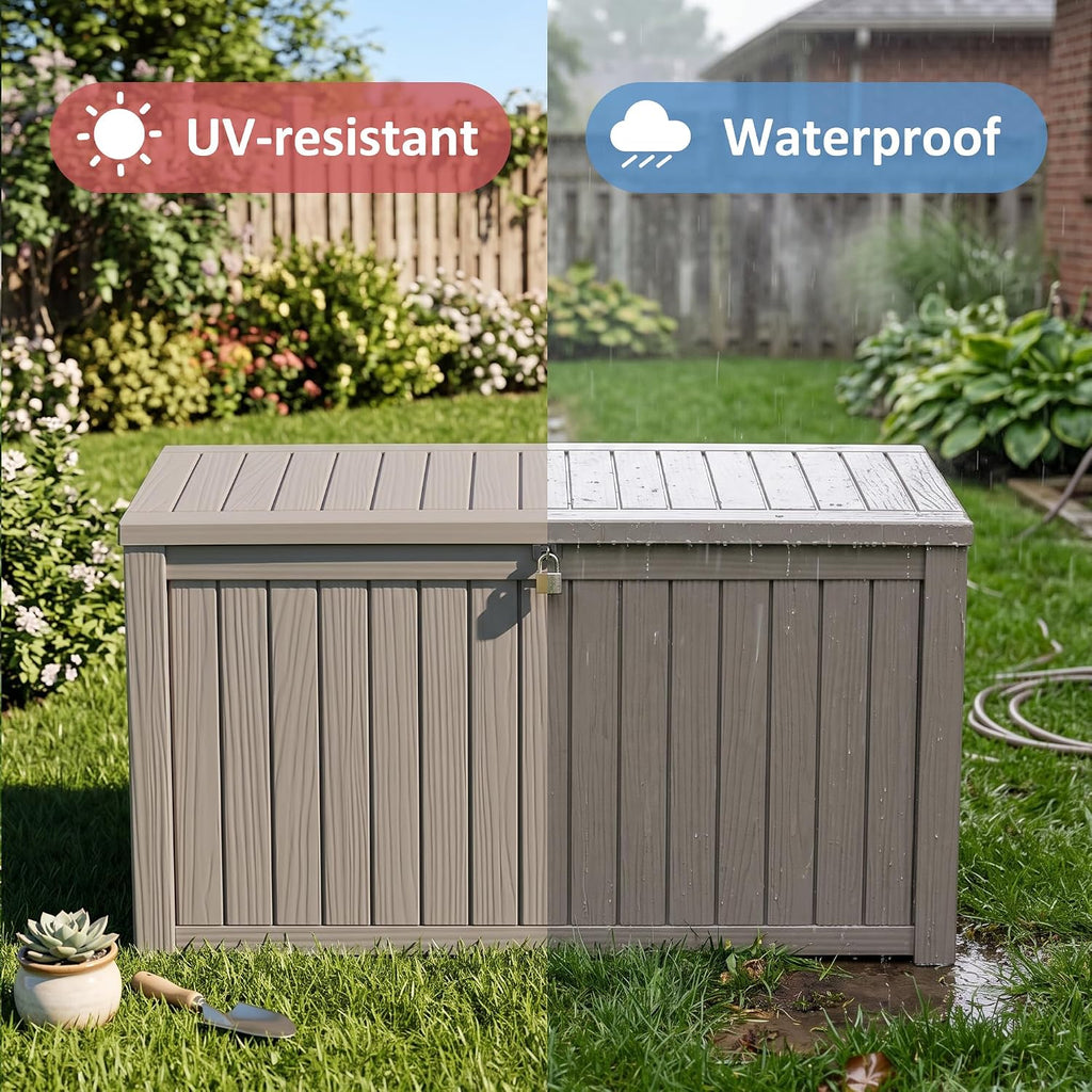 260 gallon large resin deck box, heavy duty, package contents