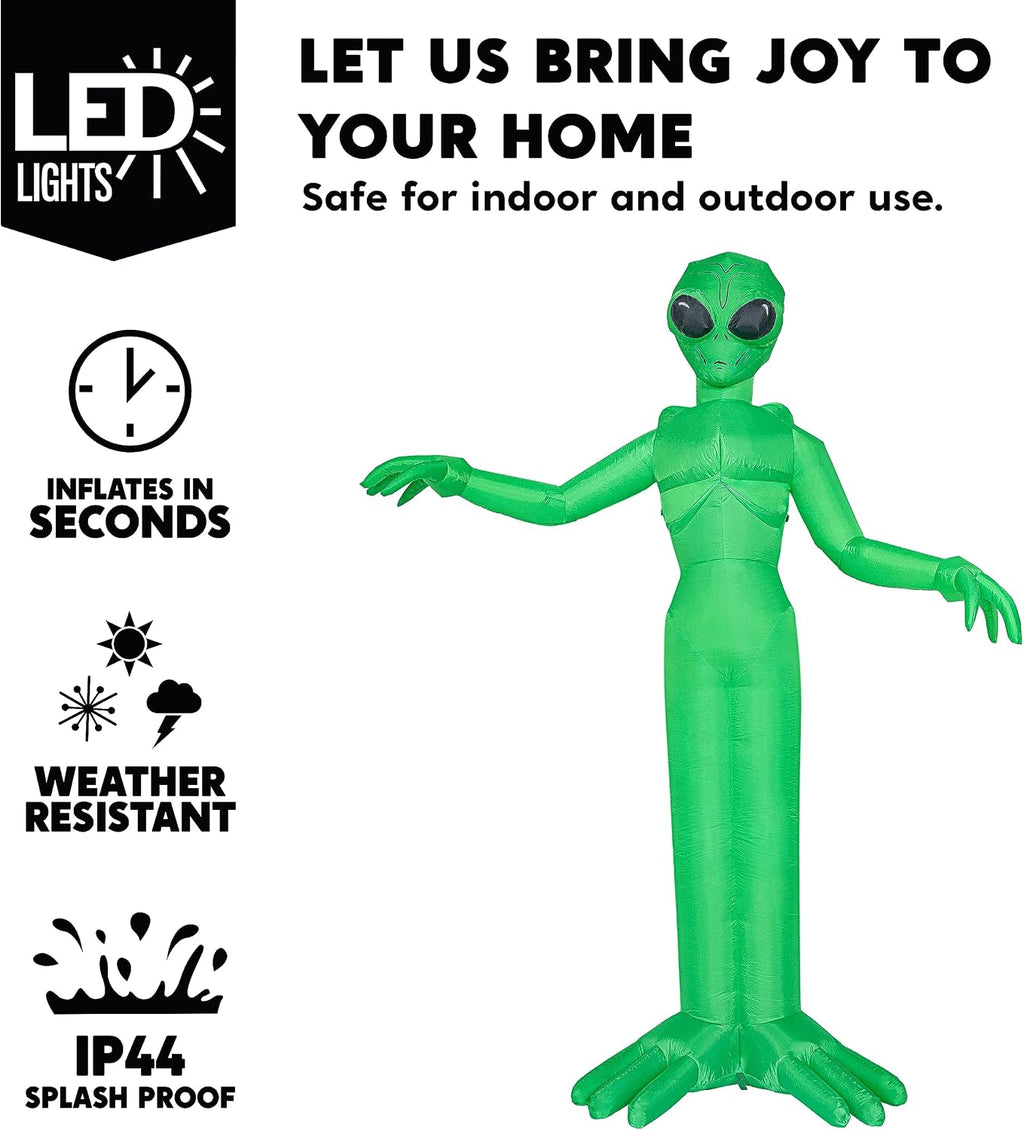 Joiedomi 9 FT Tall Halloween Inflatable Decoration Outside, Blow Up Alien Inflatable Outdoor Decor with Build-in LEDs for Halloween Yard Lawn Garden Decorations