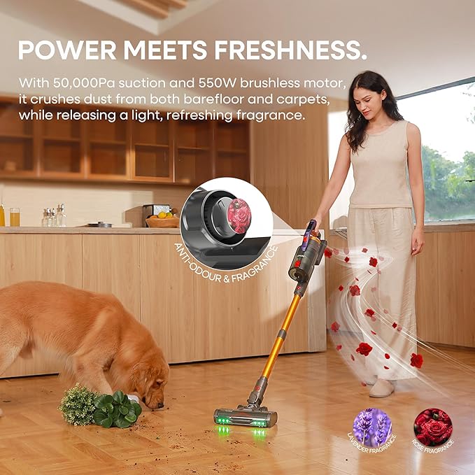 KIPMAX Cordless Vacuum Cleaner, 50KPa 550W Stick Vacuum