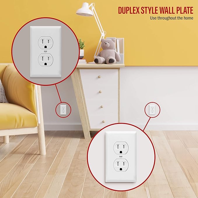 ENERLITES Duplex Wall Plates, Electrical Outlet Covers, Standard Size 1-Gang (100 Pack)