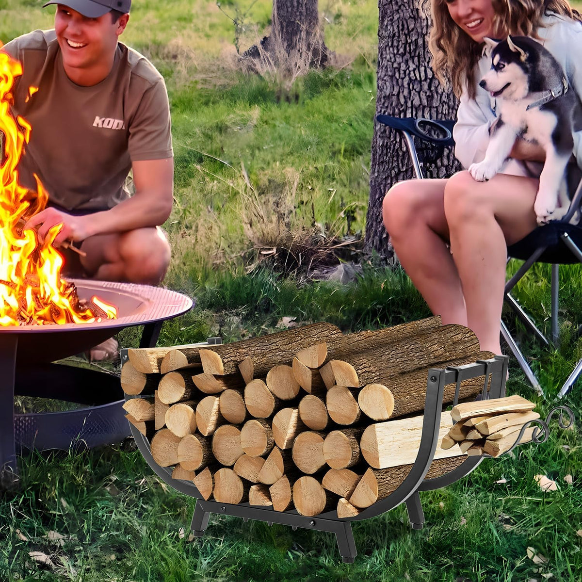 kendane 30" firewood rack outdoor and indoor, compact on a desk or shelf