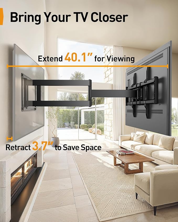 Perlegear Long Arm Full Motion TV Wall Mount
