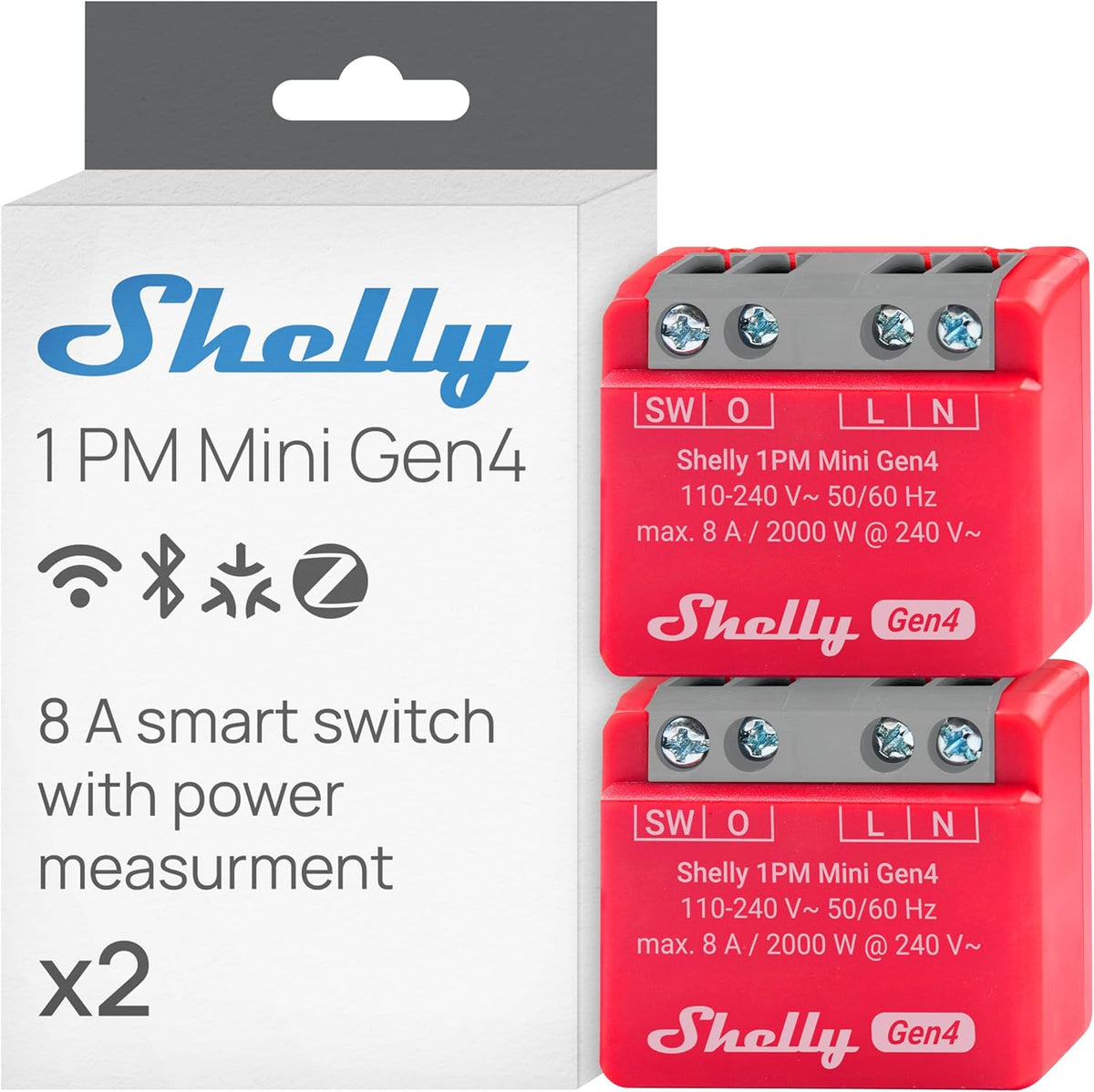 Shelly 1PM Mini Gen4 | Wi-Fi, Matter Smart Relay Switch (2 Pack)