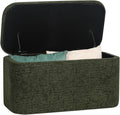 Rectangle Storage Ottoman Bench, 31.8" L x 16.1" W x 16.3" H, Modern Fabric, Green