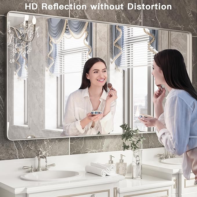 ISKM Large Sliver Metal Framed Bathroom Mirror