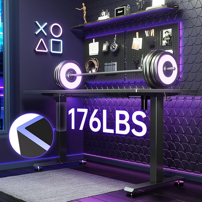 Veken 55 Inch Large Electric Standing Gaming Desk, Heights Adjustable, Sit to
