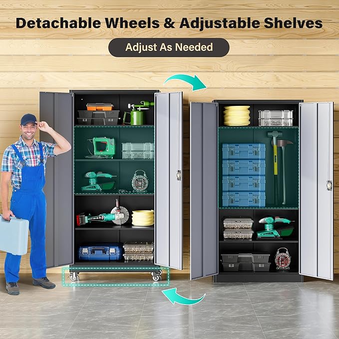 SISESOL 75" Tall Metal Storage Cabinet