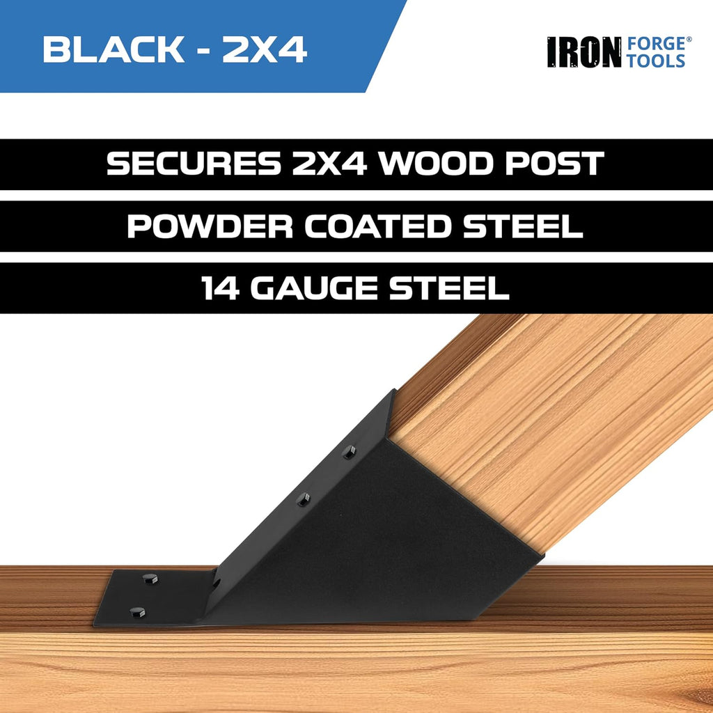 iron forge tools pergola brackets, 2x4 corner kit showing dimensions