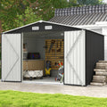 Aoxun 10 x 8FT Outdoor Storage Shed with Double Hinged Large Door, Black