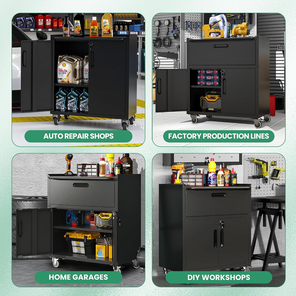 garage cabinets,metal garage storage cabinet with wheels,black lockable, package contents