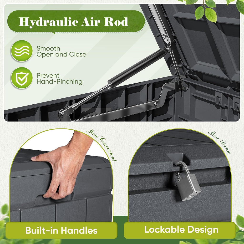 flamaker outdoor storage box 80 gallon resin waterproof, package contents