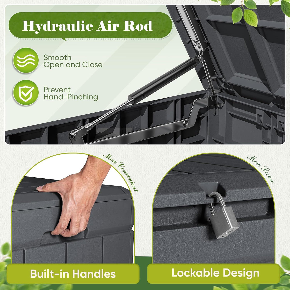 flamaker outdoor storage box 80 gallon resin waterproof, package contents