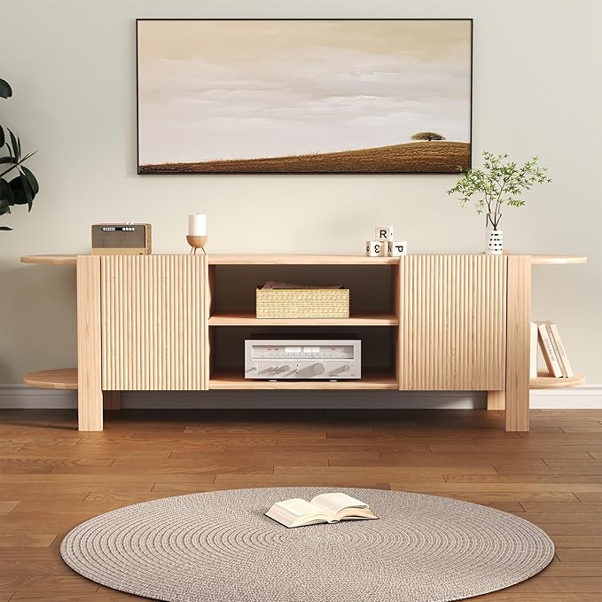 ZOSQUARE 65 Inch TV Stand for Up to 75 inch TVs, Fluted Entertainment Center