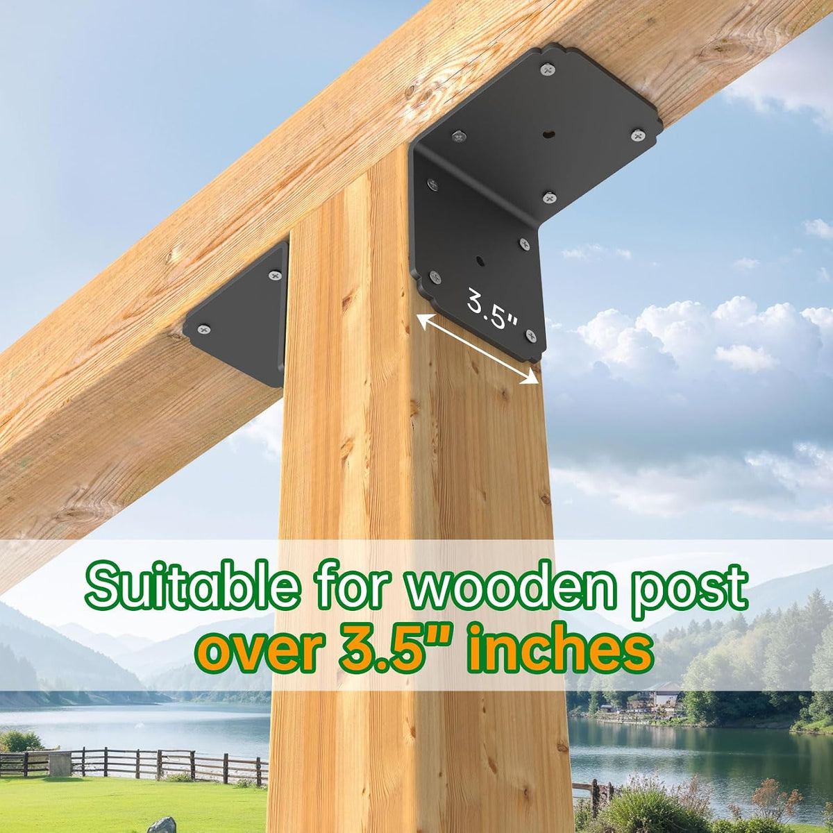 4x4x3.5 pergola brackets,heavy duty l bracket for wood, front angle view
