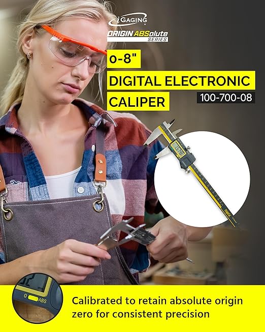 iGAGING Absolute Origin 0-8" Digital Caliper, IP54 Stainless Steel, SPC/USB