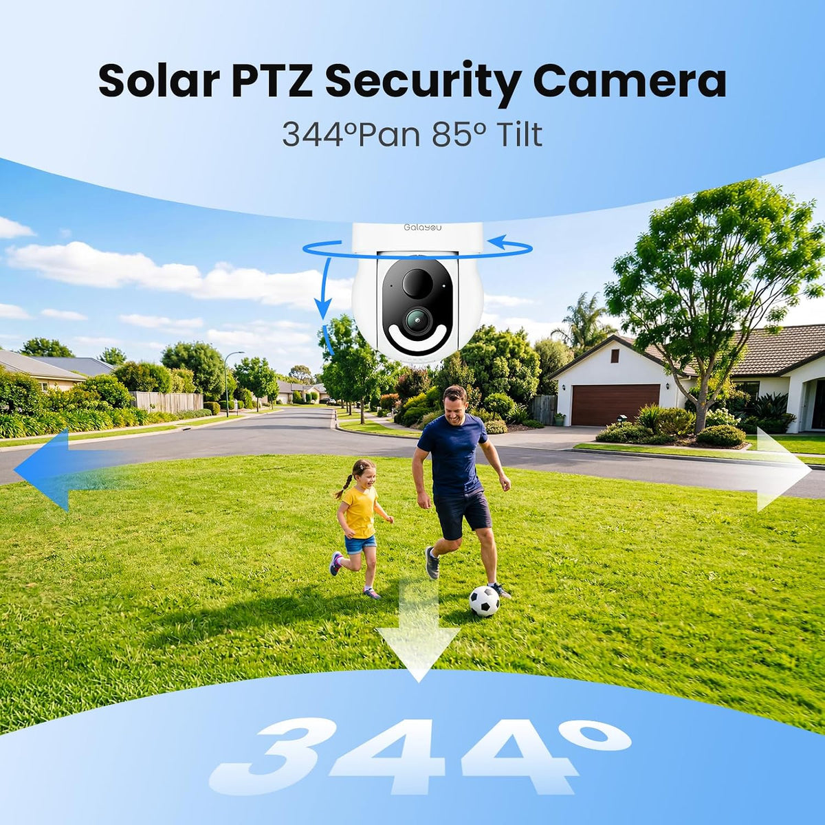 galayou solar camera outdoor wireless for home security, side view