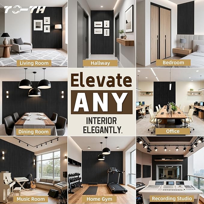 TO-TH Wood-Look Acoustic Panel, 4 Pack 47.2” x 23.6” Soundproof Wall Panels