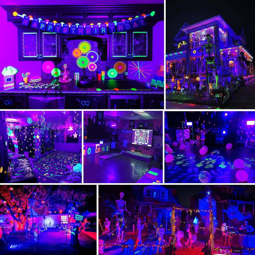 4 Pack 50W Black Lights for Glow Party,Halloween Blacklight