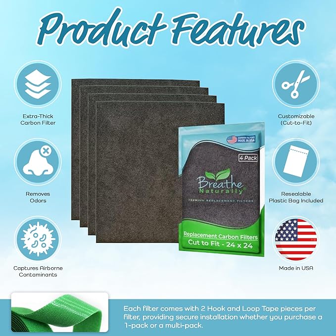 Breathe Naturally Universal Cut To Fit Carbon Activated Air Filter (Pack of 4)