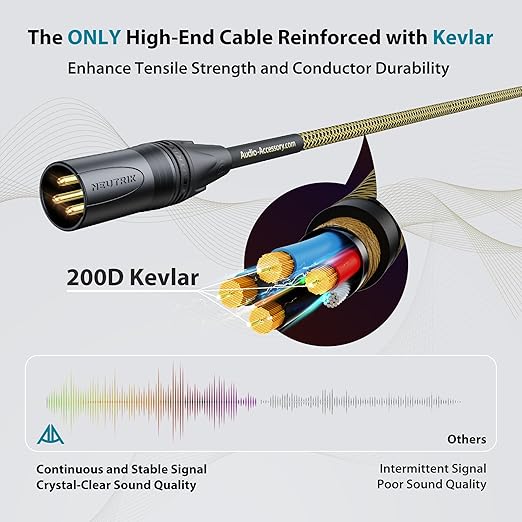 AA AUDIO ACCESSORY Gold Series Star Quad XLR Cables 20ft, Neutrik Connectors