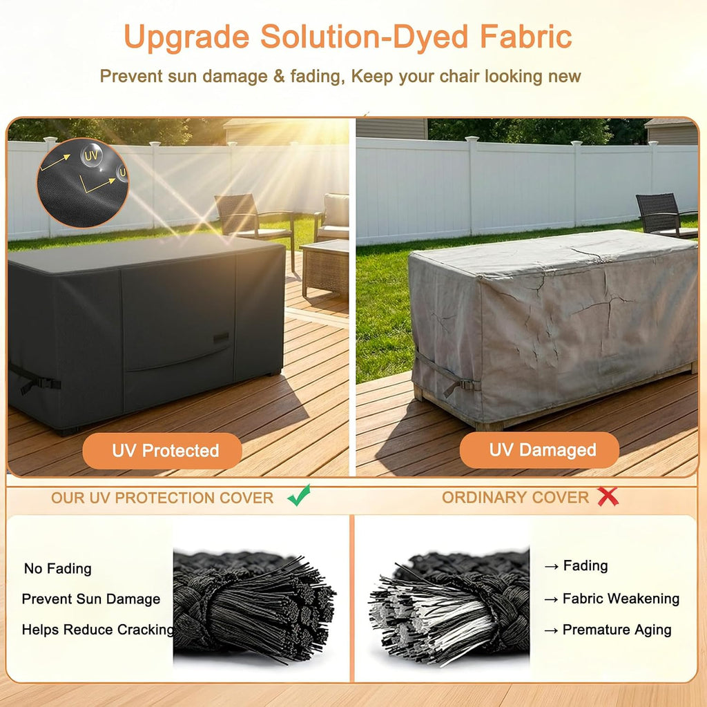 nettypro deck box cover, fade resistant waterproof outdoor showing dimensions