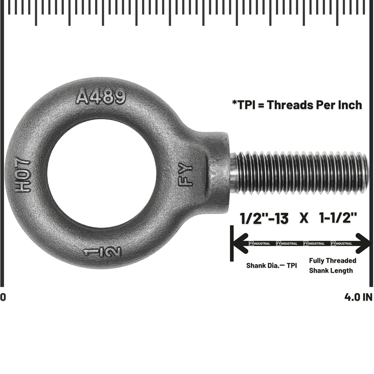 Box of 6 Pcs Lifting Shoulder Eye Bolts 1/2"-13 X 1-1/2"