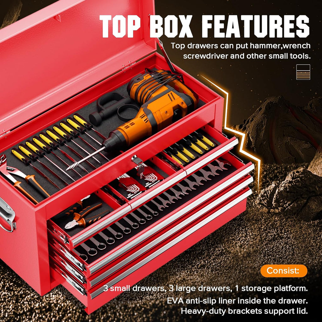 crownland 8 drawer rolling tool chest with wheels, close-up detail