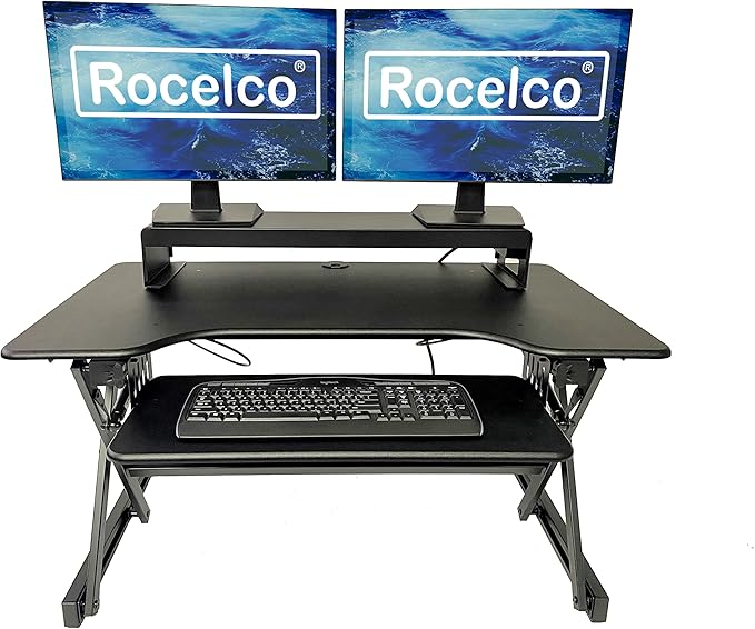 Rocelco 40" Large Height Adjustable Standing Desk Converter