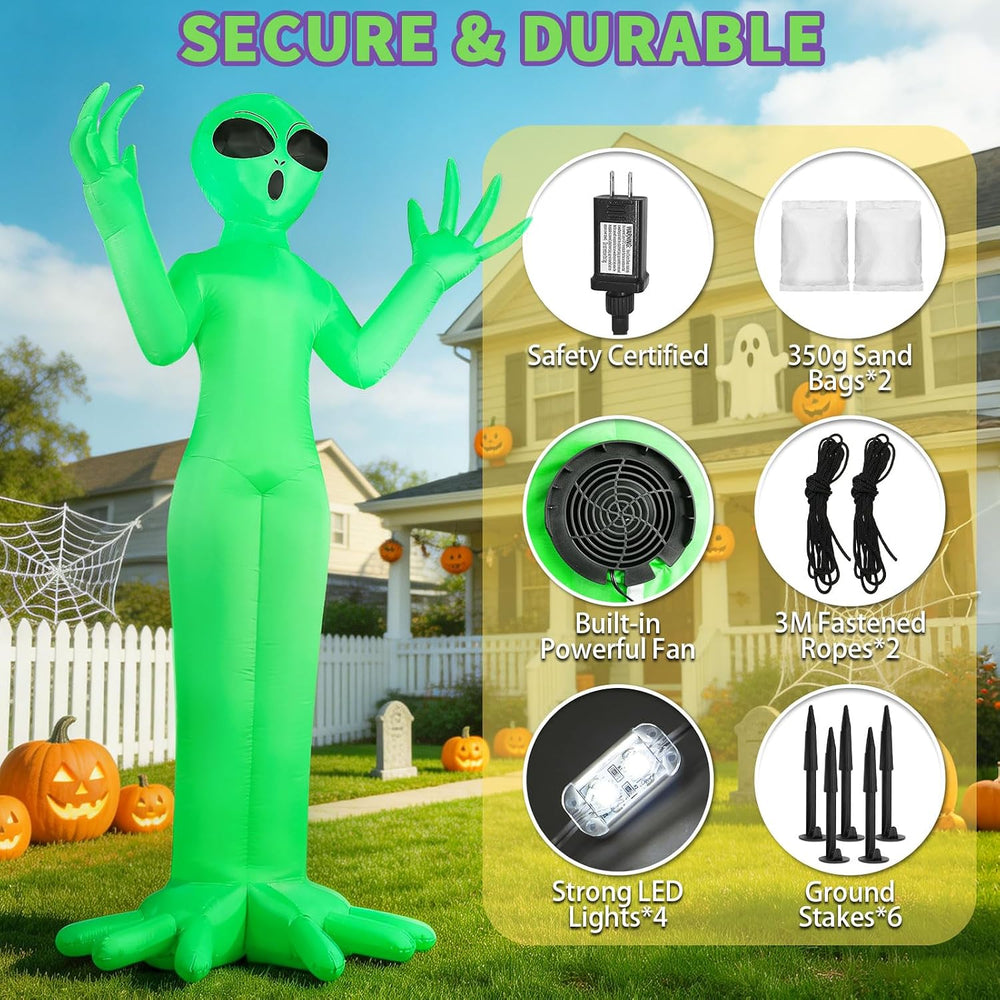 Halloween Inflatables Alien Outdoor Decoration 10FT Giant Alien Yard Décor