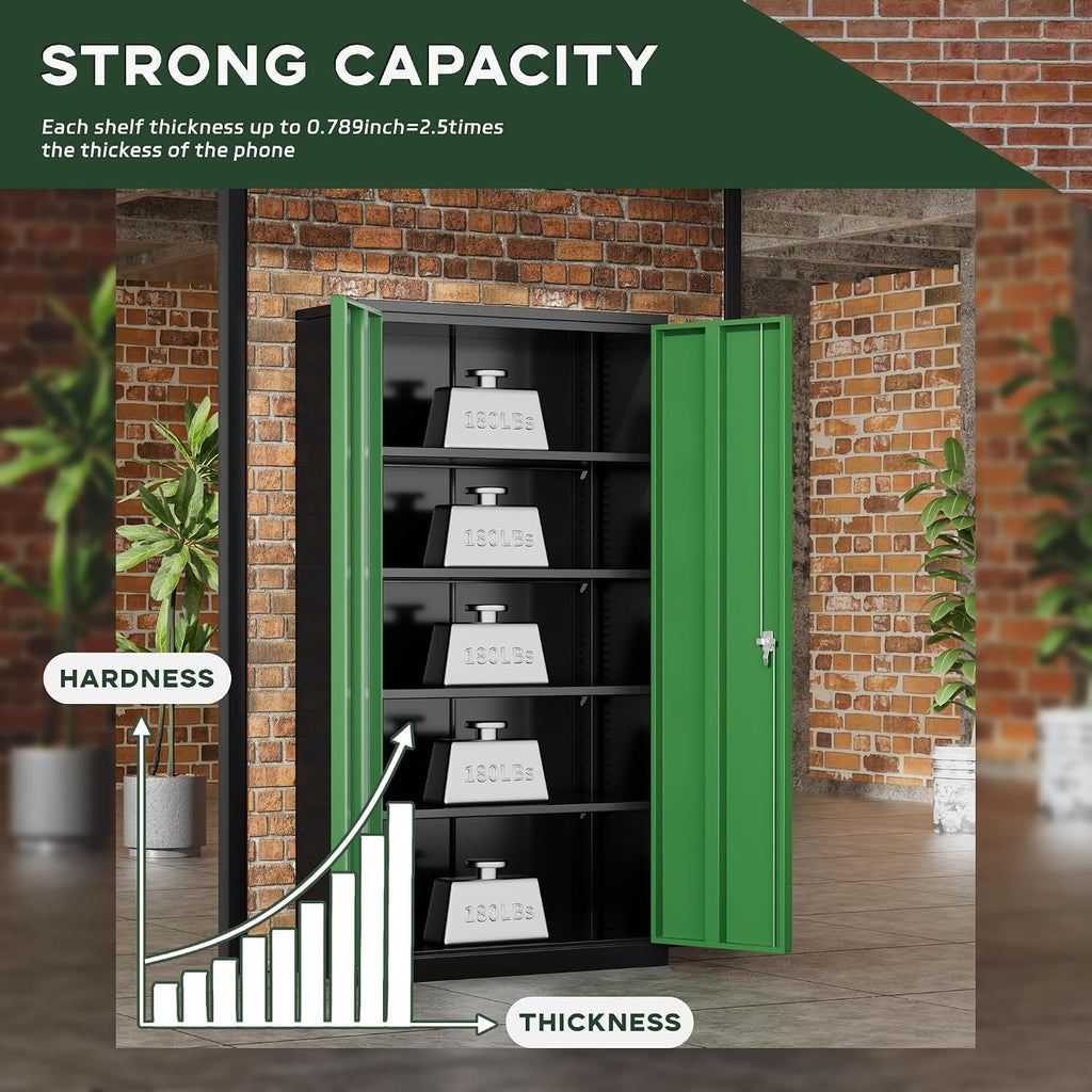greenvelly metal garage storage cabinet, 72" black green, package contents